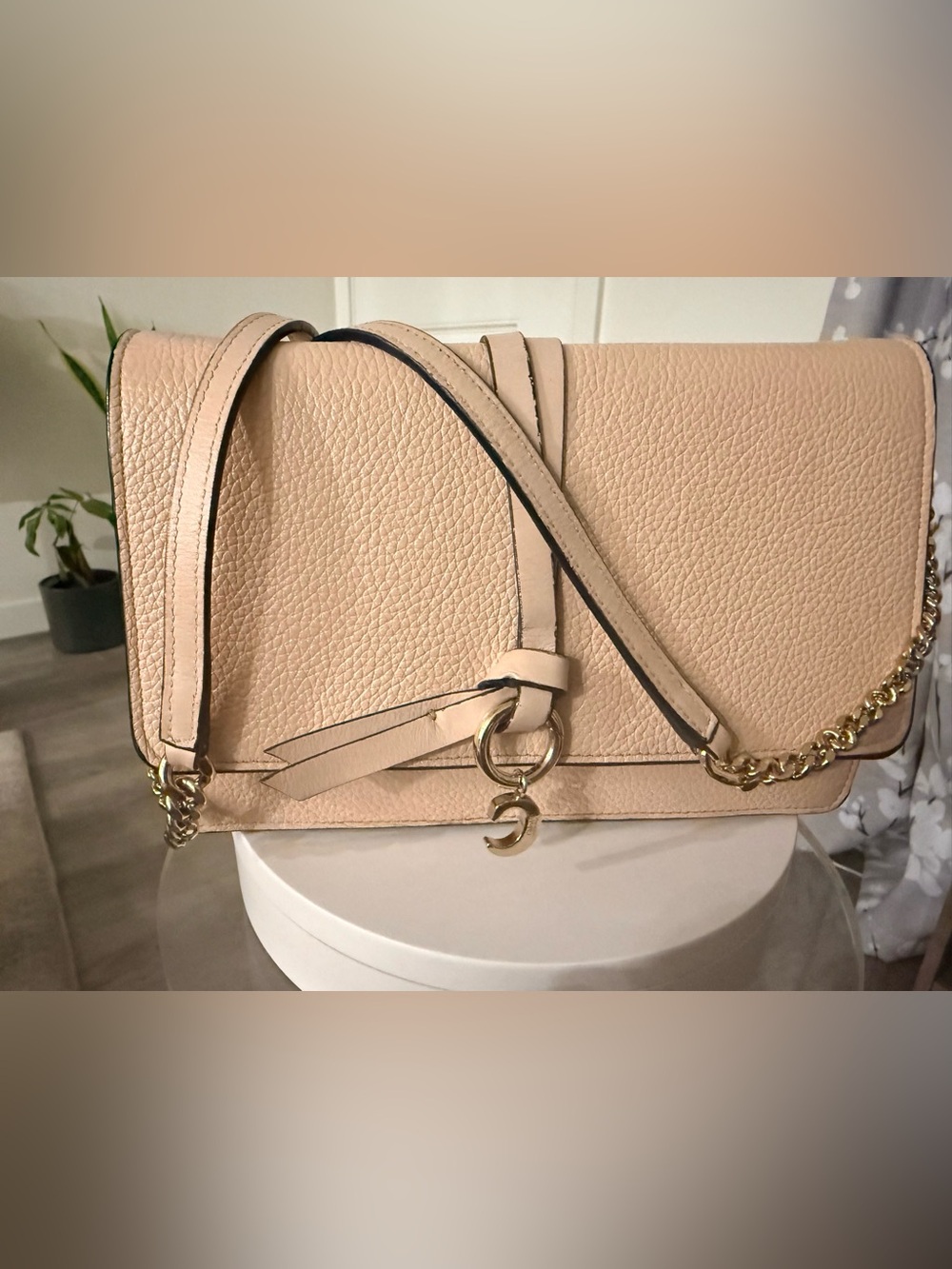 Pre-owned Chloe Pink Blush Leather Clutch with Gold Charm